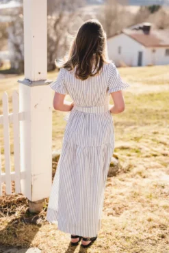 Nellie Wide Stripe Dress Ivory