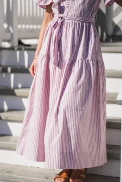 Nessie Structure Stripe Dress Light Pink