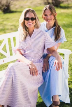 Nessie Structure Stripe Dress Light Pink