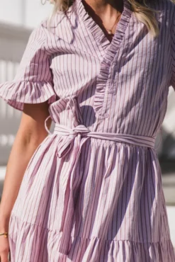Nessie Structure Stripe Dress Light Pink