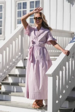 Nessie Structure Stripe Dress Light Pink