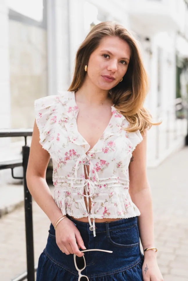 Netali Spring Flower Top Offwhite