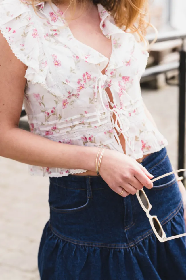 Netali Spring Flower Top Offwhite