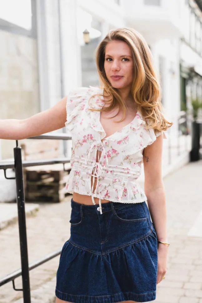 Netali Spring Flower Top Offwhite