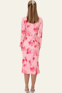 Odaic Dress Abstract Pink Flower Print