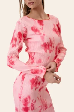 Odaic Dress Abstract Pink Flower Print