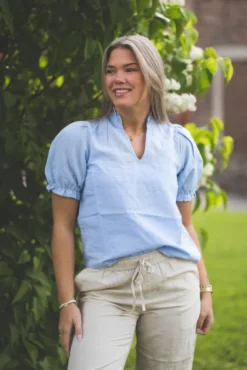 Odesa Linen Blouse Light Blue