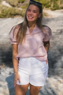 Odesa Linen Blouse Rose Smoke