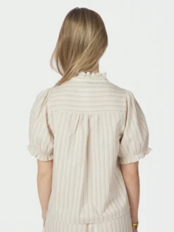 Odesa Linen Stripe Blouse Sand