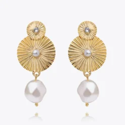 Odessa Pearl Earrings Gold Pearl + Crystal Combo