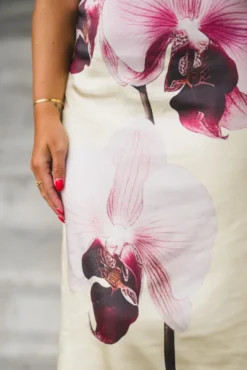 Orchida Satin Long Dress Anise Flower