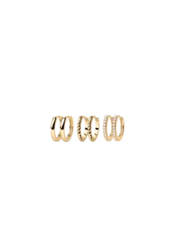 3-Pack Mini Huggie Hoops Gold
