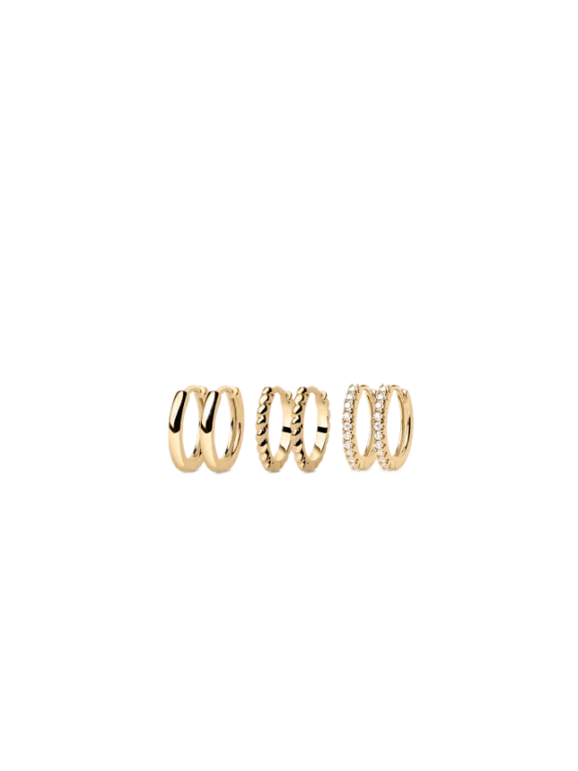 3-Pack Mini Huggie Hoops Gold