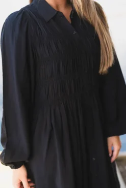 Pala LS Smock Shirt Dress Black