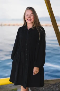 Pala LS Smock Shirt Dress Black