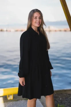 Pala LS Smock Shirt Dress Black