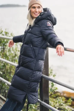 Panda Hooded Down Coat Blue Navy