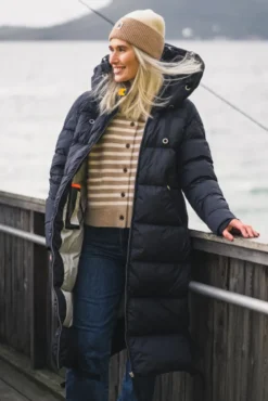Panda Hooded Down Coat Blue Navy