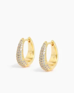 Pavé Ellipse Earrings Gold