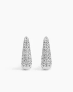 Pavé Ellipse Earrings Silver