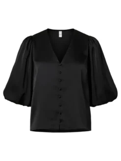 Pella 2/4 V-Neck Top Black