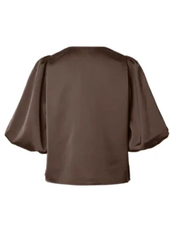 Pella 2/4 V-Neck Top Chocolate Brown