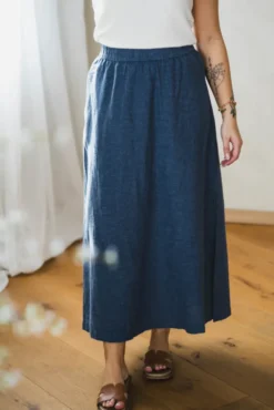 Pennie Ginia HW Skirt V Indigo Melange