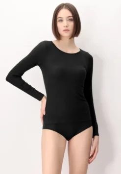 Perfect Line Cashmere Lace T-Shirt Long Sleeve Black