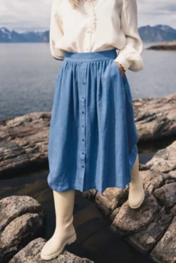 Pernilla HW Skirt Mid Blue Wash