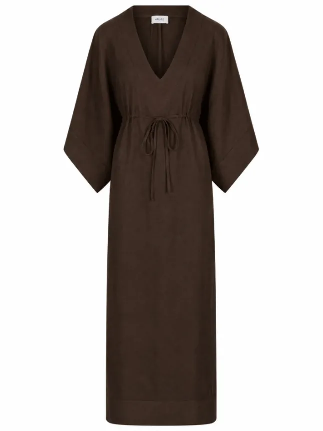 Pernille Linen Dress Dark Brown