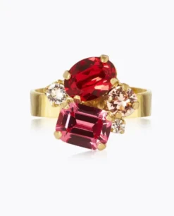 Petite Carolina Ring Gold Scarlet Combo