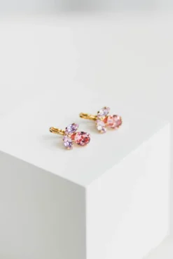 Petite Timo Earrings Gold Rosaline In Navette/Light Rose