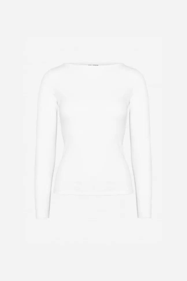 Petronella Rib Boatneck Offwhite