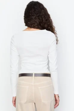 Petronella Rib Boatneck Offwhite