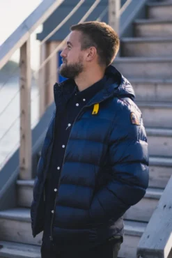 Pharrell Hooded Down Bomber Man Blue Navy