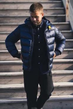 Pharrell Hooded Down Bomber Man Blue Navy