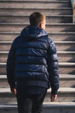 Pharrell Hooded Down Bomber Man Blue Navy