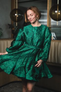 Poppi Metallic Dress Green