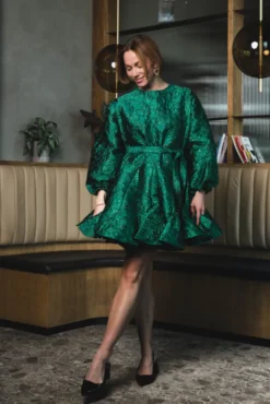 Poppi Metallic Dress Green