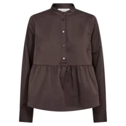 Poppy LS Flare Blouse Dark Brown