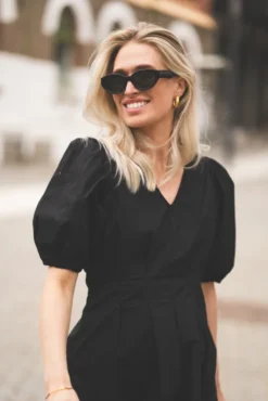 Poppy Pleat Dress Black