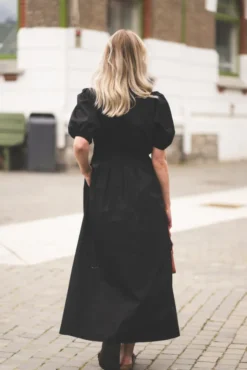 Poppy Pleat Dress Black