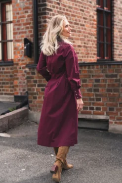 Poppy Shirt Long Dress Winered