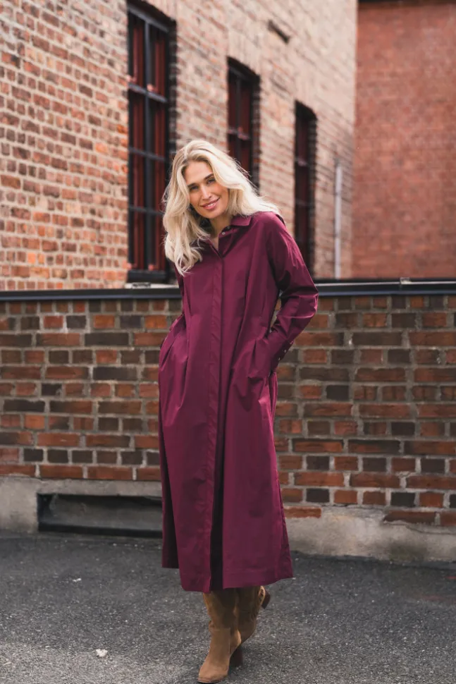 Poppy Shirt Long Dress Winered