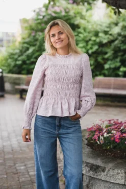 Possa Mini Check Blouse Light Pink