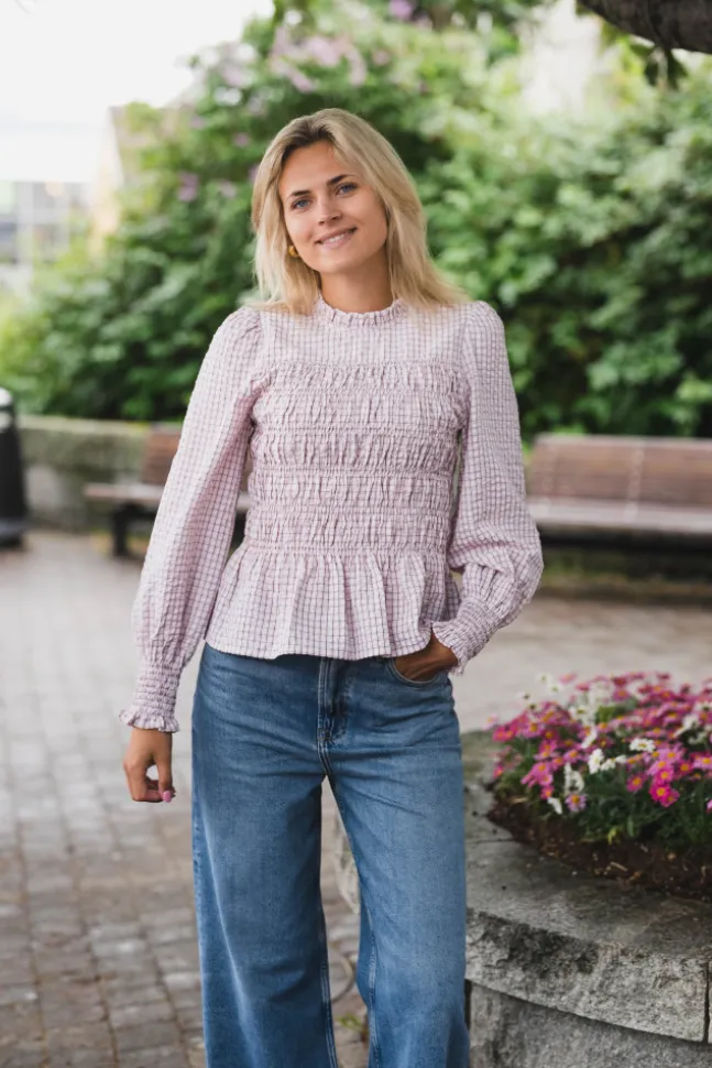 Possa Mini Check Blouse Light Pink