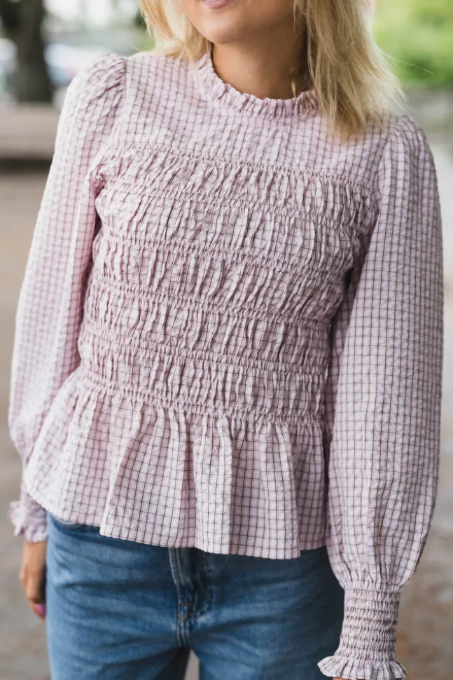 Possa Mini Check Blouse Light Pink