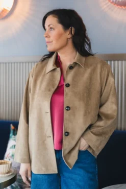Ravina Faux Suede Jacket Sand