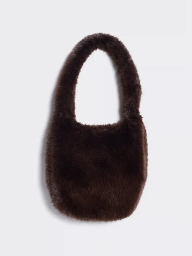 Reiko Furry Tote Dark Brown