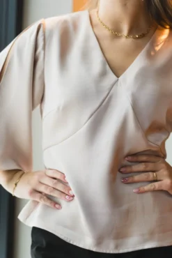 Remana Heavy Sateen Blouse Champagne